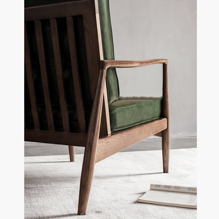 Fauteuil Hans CH32 vert, bois massif 