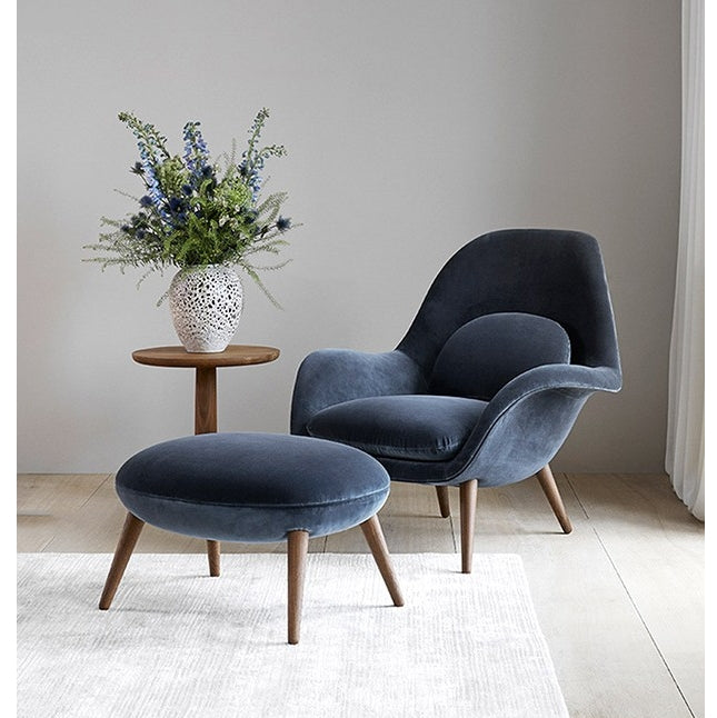 Fredericia Swoon, fauteuil et repose-pieds, velours