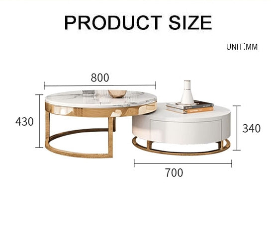 Ensemble de tables basses Regalia, blanc et doré 