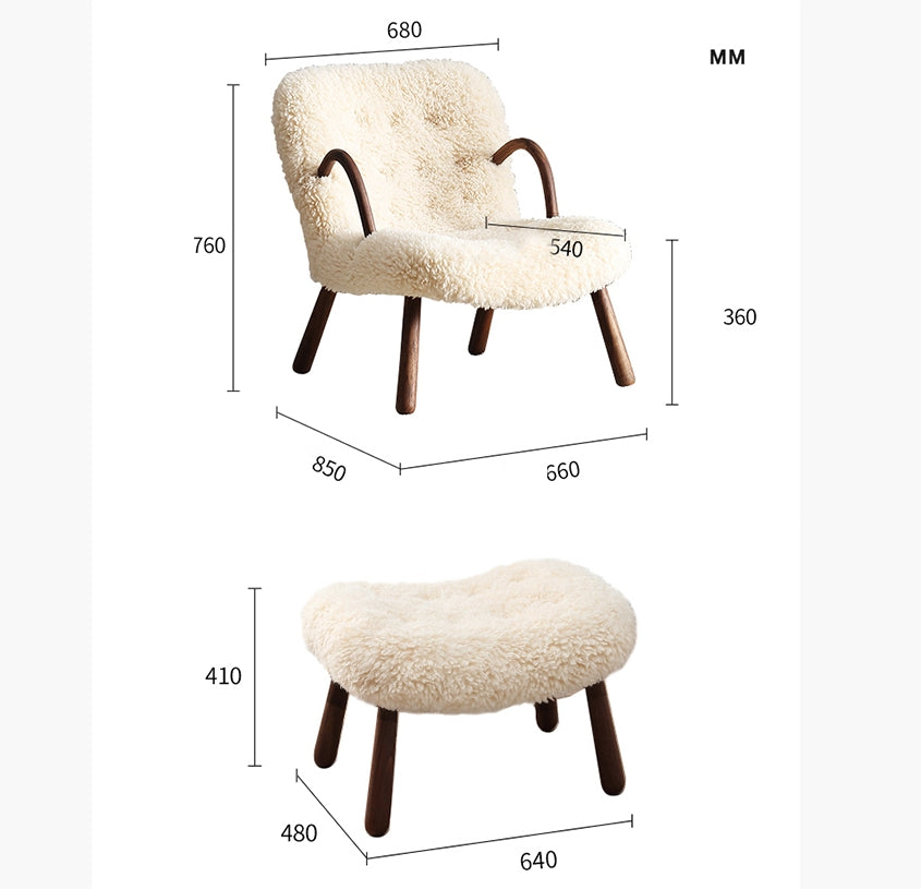 Philip Arc Sheepskin Stool, Boucle-Stool-Weilai Concept-Weilai Concept