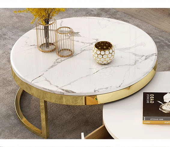 Regalia Coffee Table Set, White & Gold-Weilai Concept