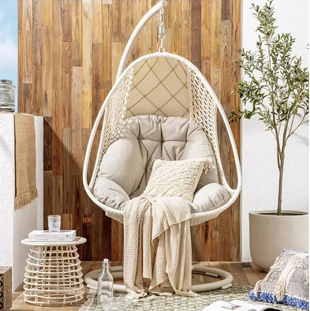 Pearl Rattan Garden Hanging Egg Chair with Stand, Garden Furniture Outdoor/Indoor-Weilai-Weilai Concept