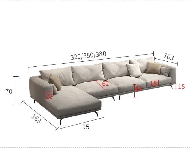 Canapé d'angle trois places NR23, cuir 