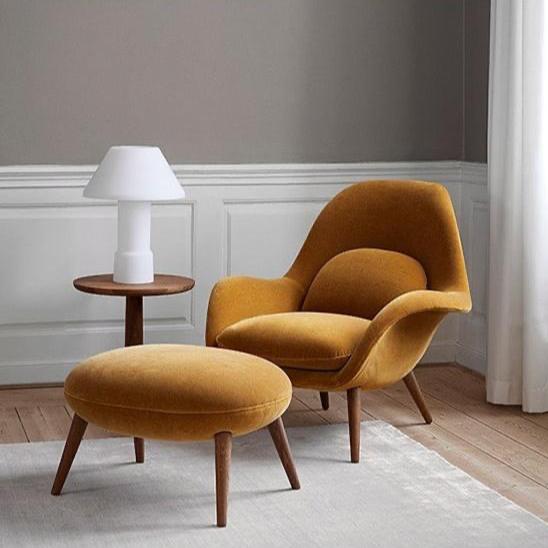 Fredericia Swoon, fauteuil et repose-pieds, velours