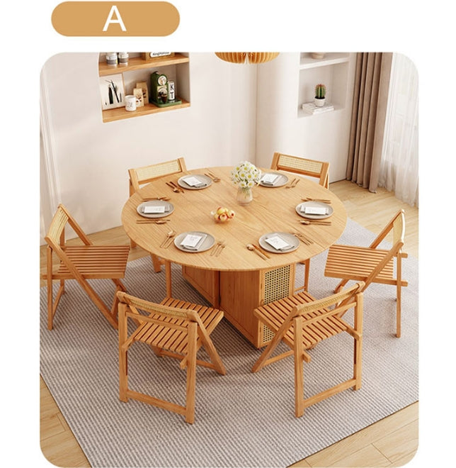 Table de salle à manger pliante et extensible Ainsley, bois 