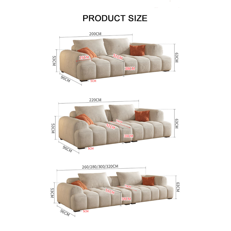 Arabella Module Sofa, Two Seater Sofa, Three Seater Sofa, Corduroy Fabric-Weilai Concept