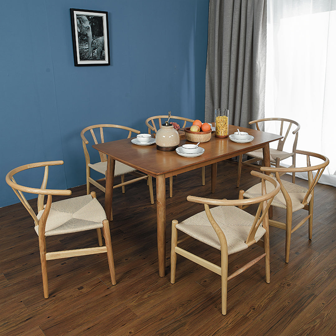 Gupta Dining Chair, Solid Wood & Rattan, Oak