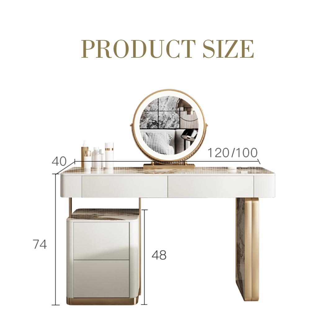 Katungi Dressing Table, Sintered Stone, Cream-Weilai Concept