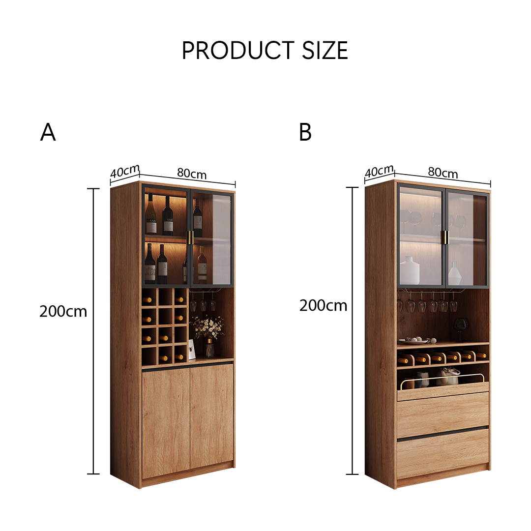 Miranda Tall Wine Cabinet, Drink Cabinet, Solid Wood-Weilai Concept