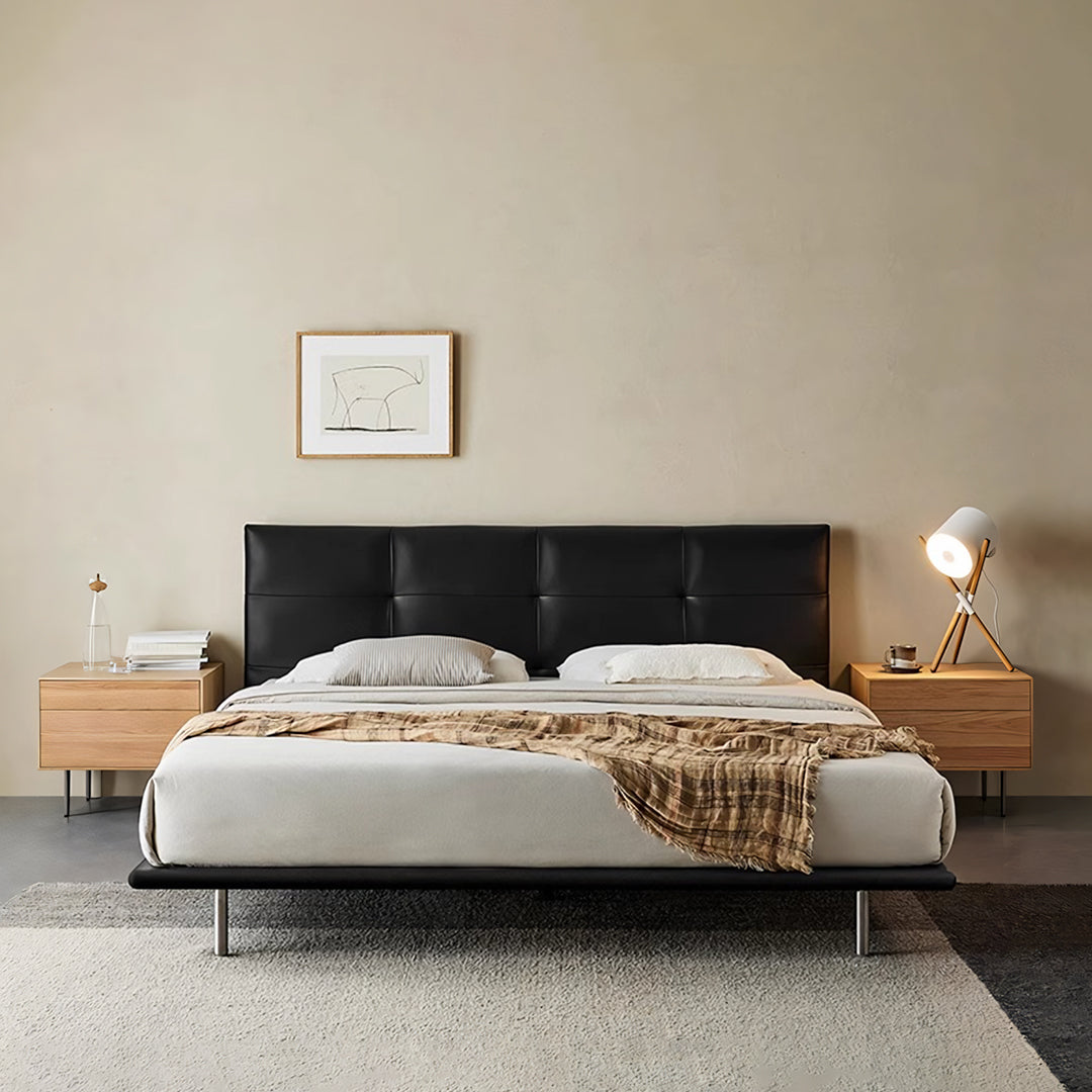 Ines Floating Bed, King Size, Super King Size Bed, Real Leather