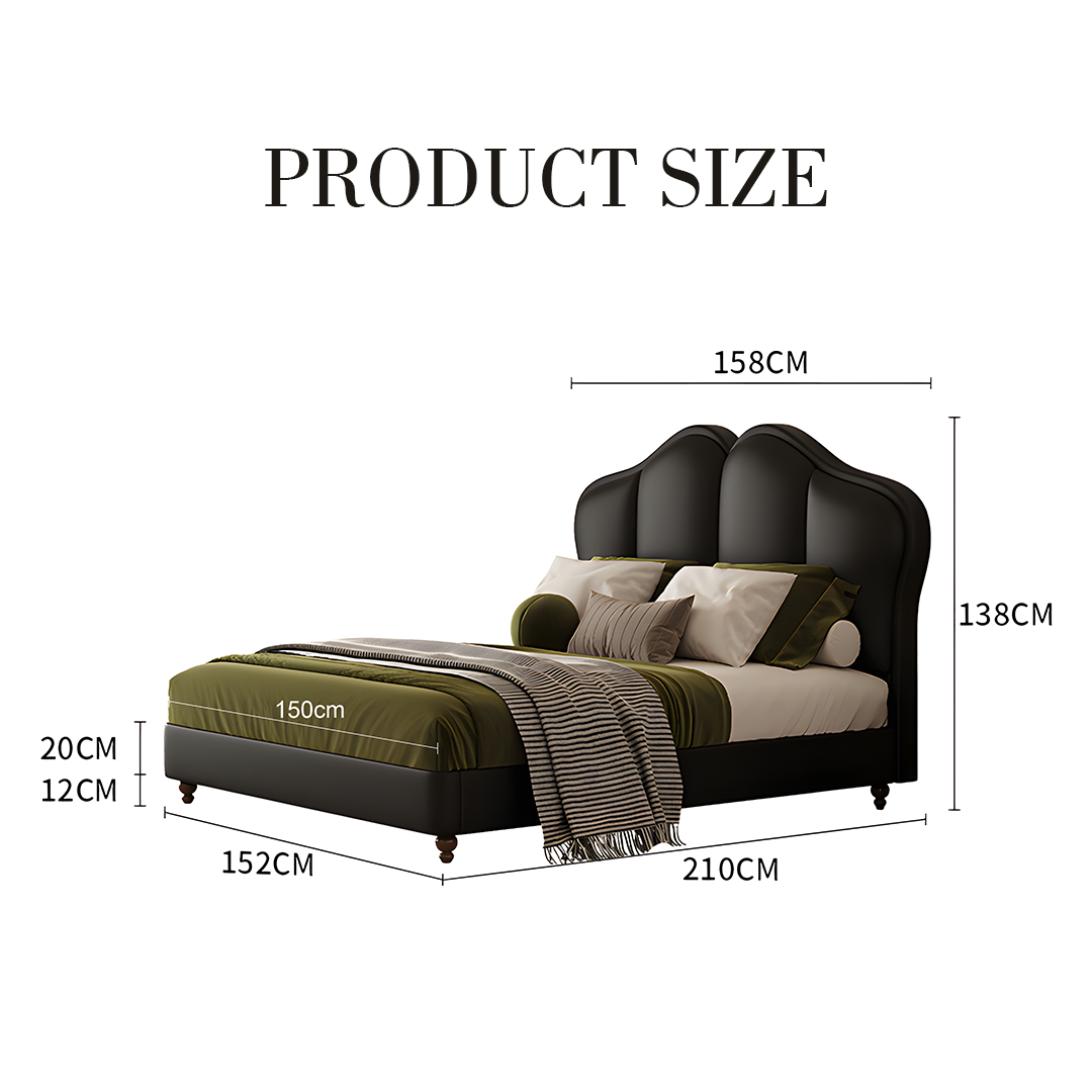 Zephyr Leather Double Bed-Weilai Concept