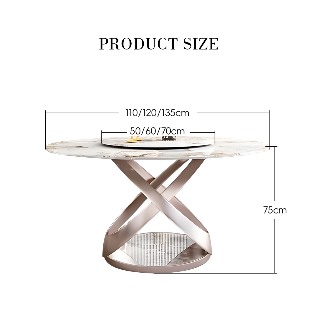 Androme Round Dining Table & Chairs, With Rotatable Tray-Weilai Concept-Weilai Concept