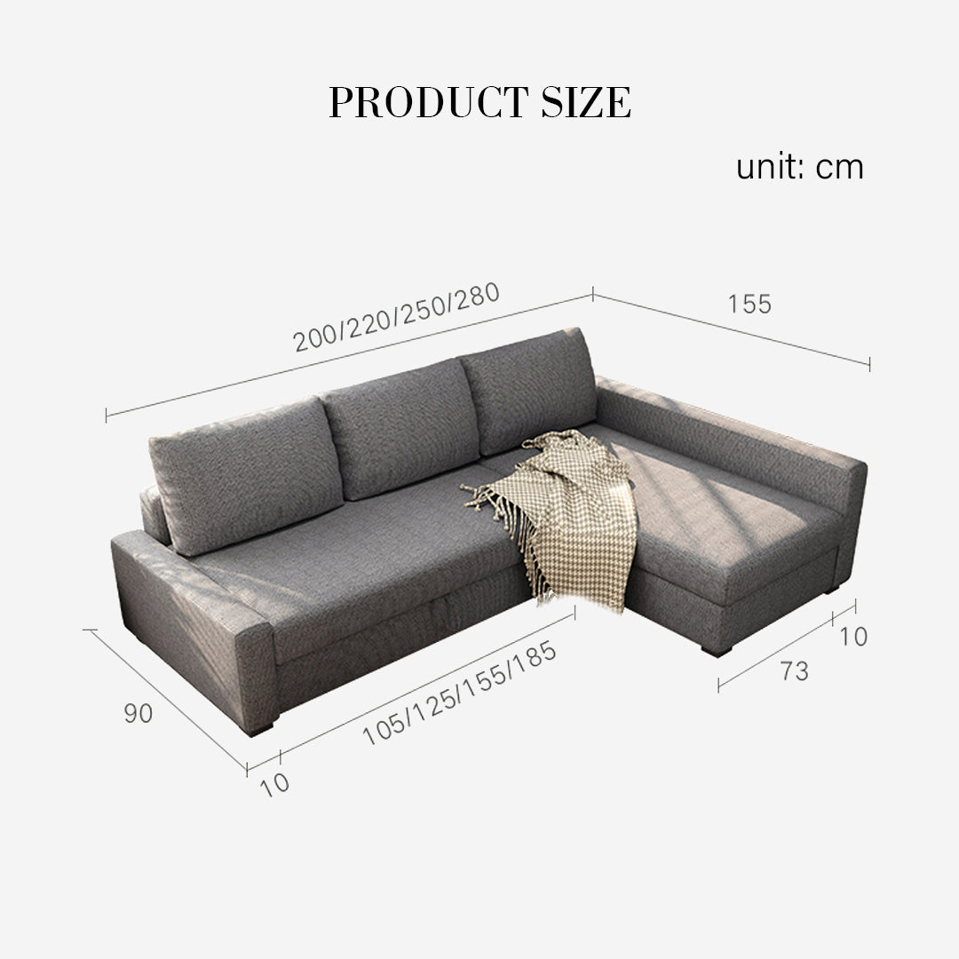 Edwards Three Seater Corner Sofa Bed With Storage, Linen