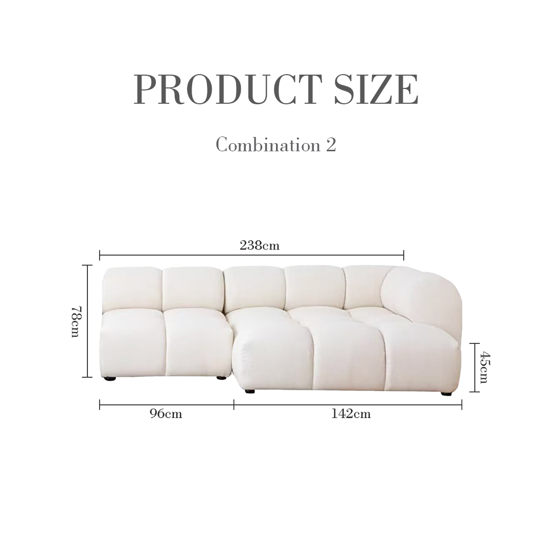 Lysander Velvet Module Three Seater Sofa, White-Weilai Concept