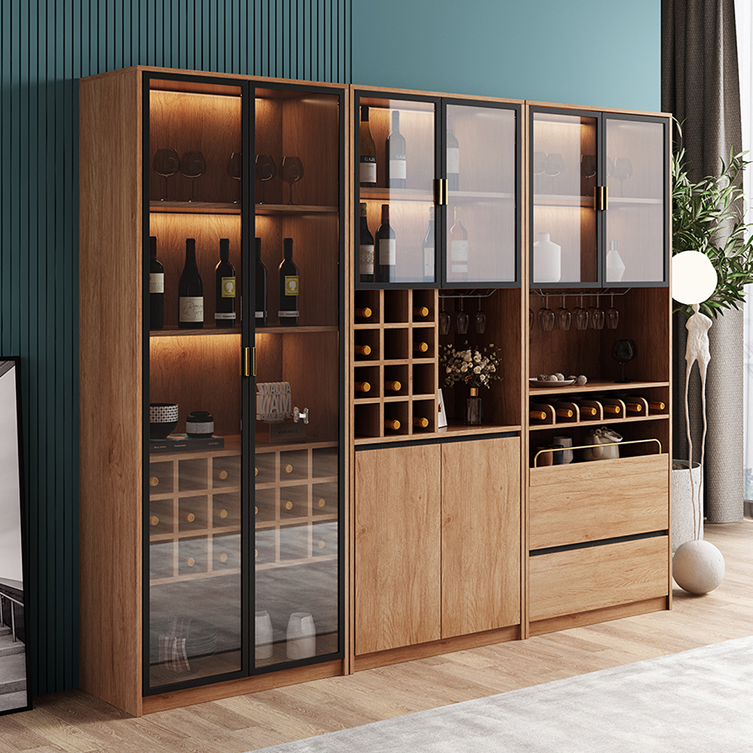 Miranda Tall Wine Cabinet, Drink Cabinet, Solid Wood-Weilai Concept