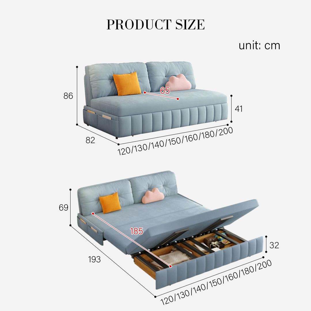 Mehta Single Seater Sofa Bed, Two Seater Sofa Bed, Blue