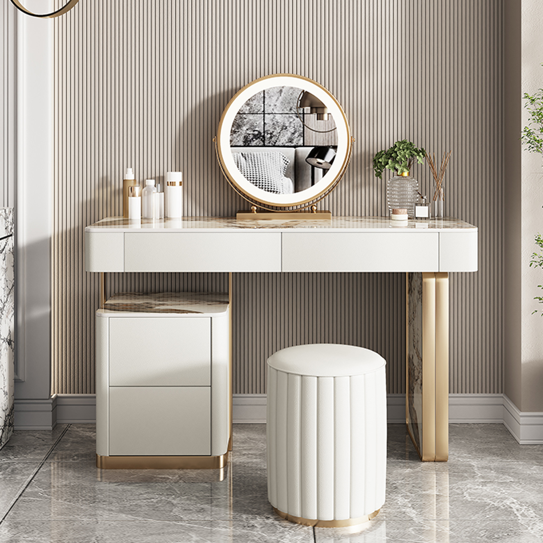 Katungi Dressing Table, Sintered Stone, Cream-Weilai Concept