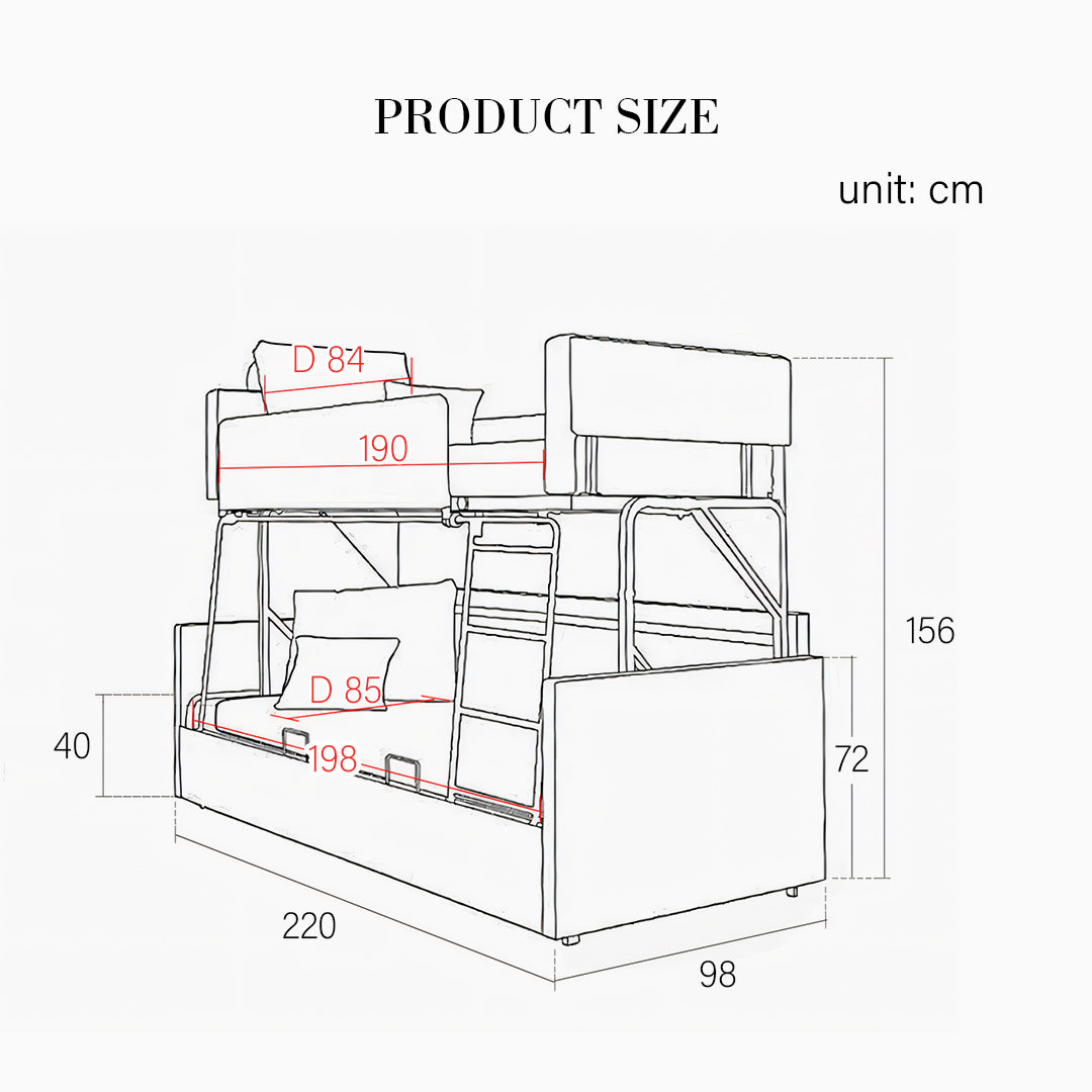 Pérez Two Seater Sofa Bed, Bunk Bed, Linen