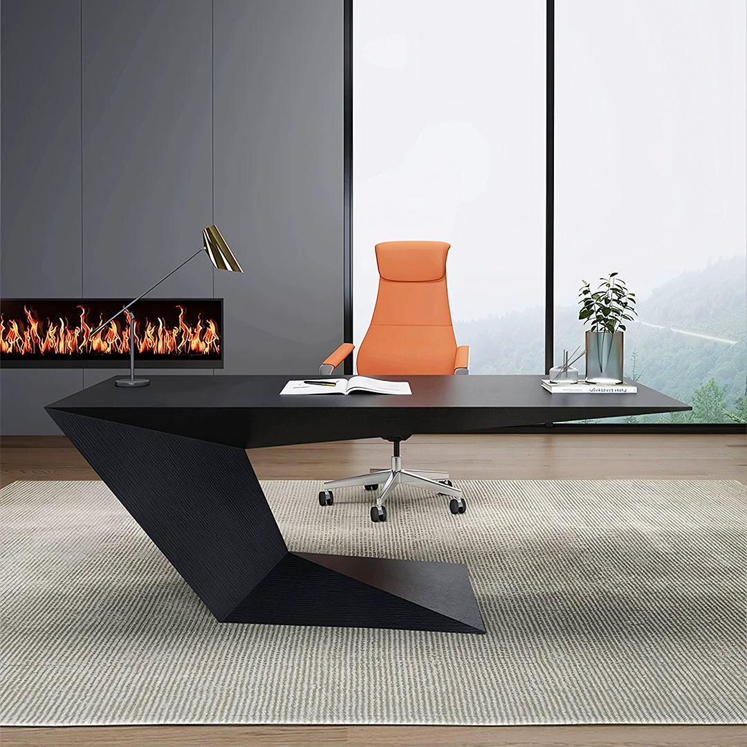 Kofi Modern Office Desk For Home, Black Wood