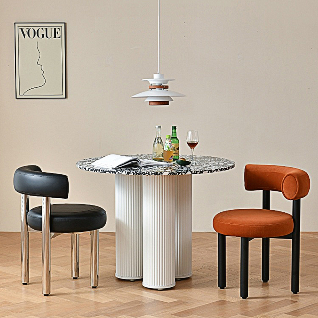 Martinez Small Round Dining Table, Marble-Weilai Concept