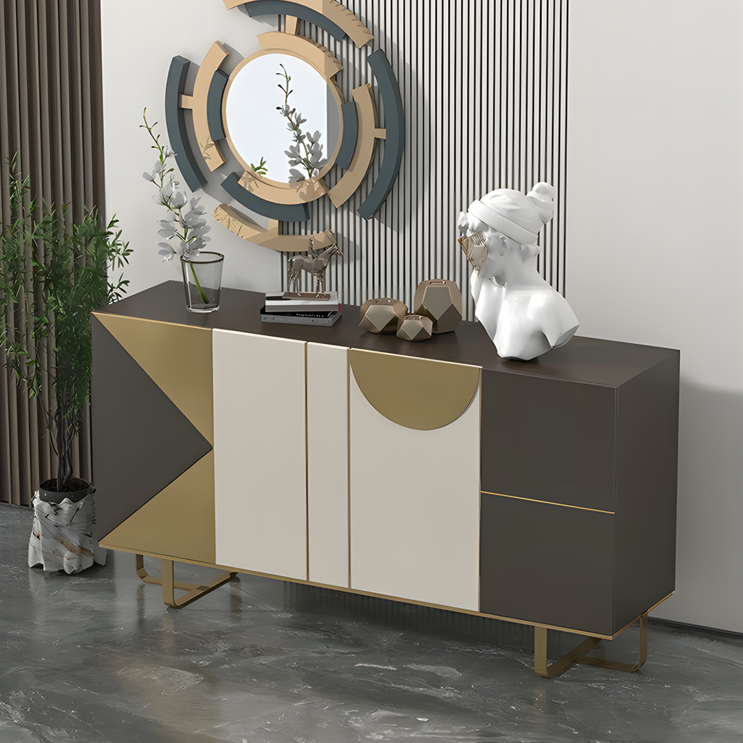 Lara large Sideboard, Bedroom Sideboard, Black And Gold-Weilai Concept