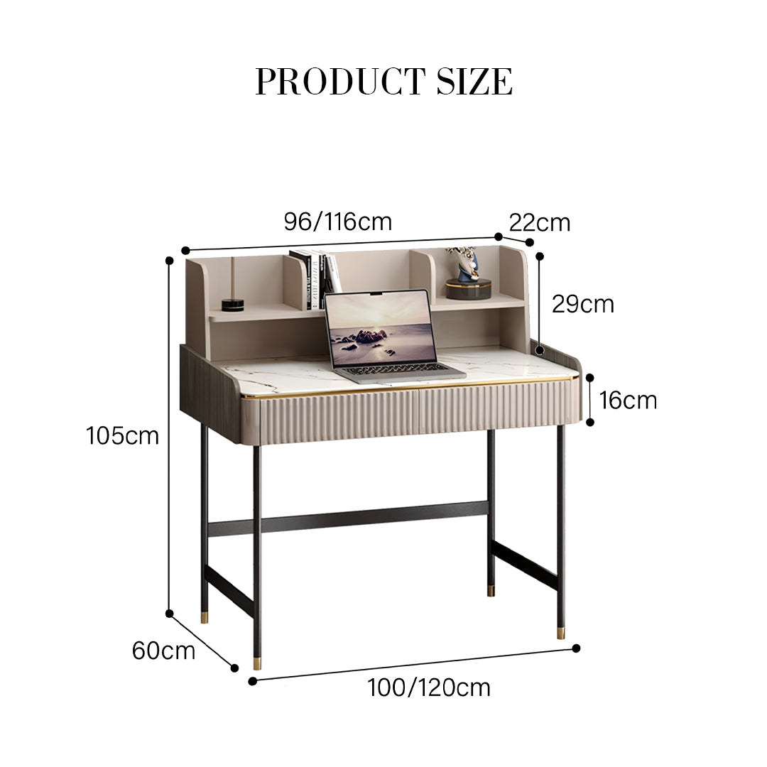 Mateo Office Desk With Drawers, With Shelves