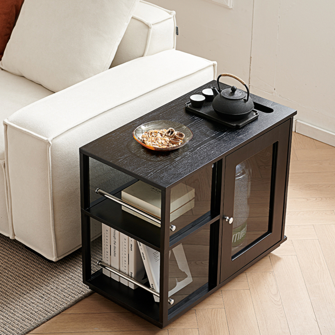 Aglaea Side Table With Storage, Black-Weilai Concept