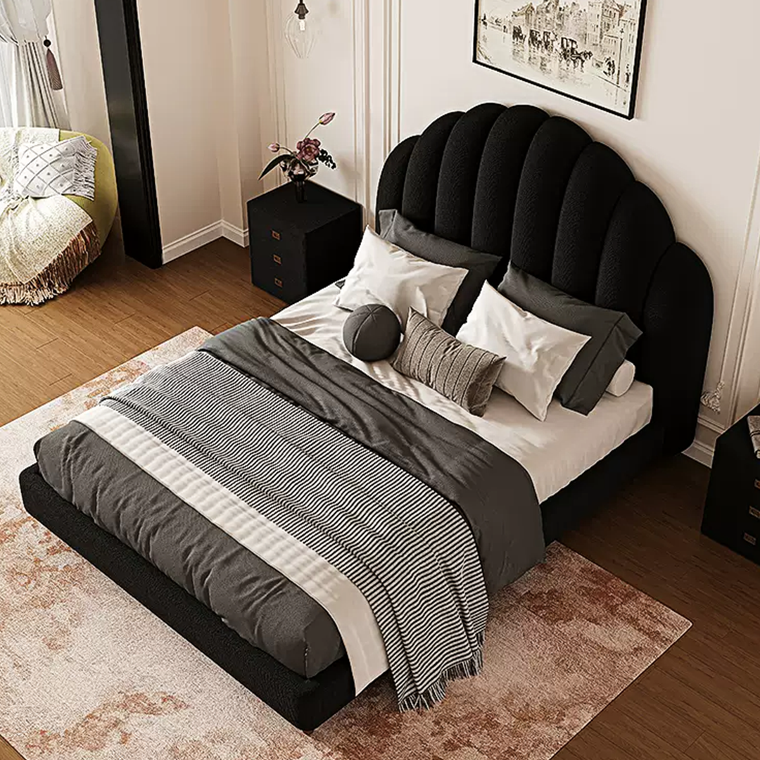 Cassian Small Double Bed, King Size Bed, Flannelette-Weilai Concept