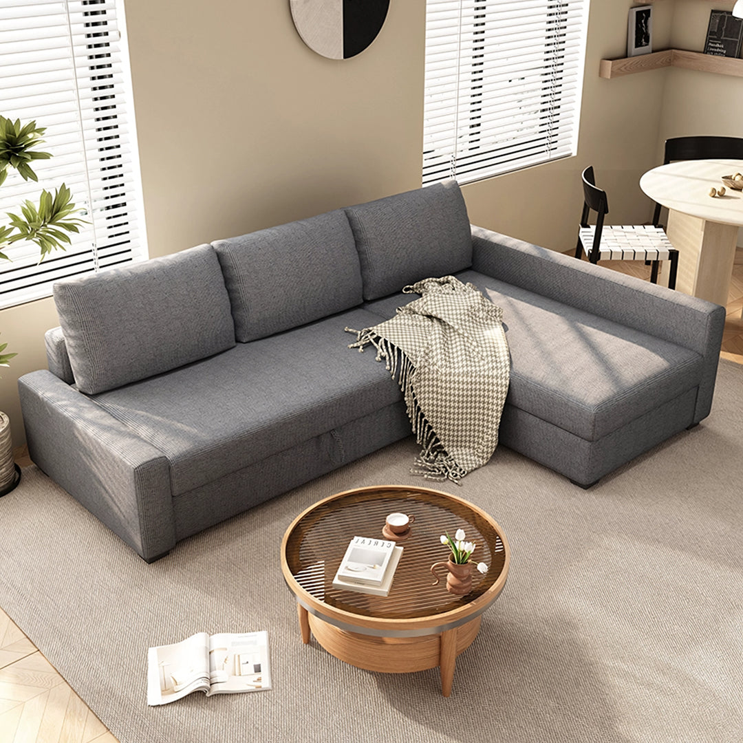 Edwards Three Seater Corner Sofa Bed With Storage, Linen