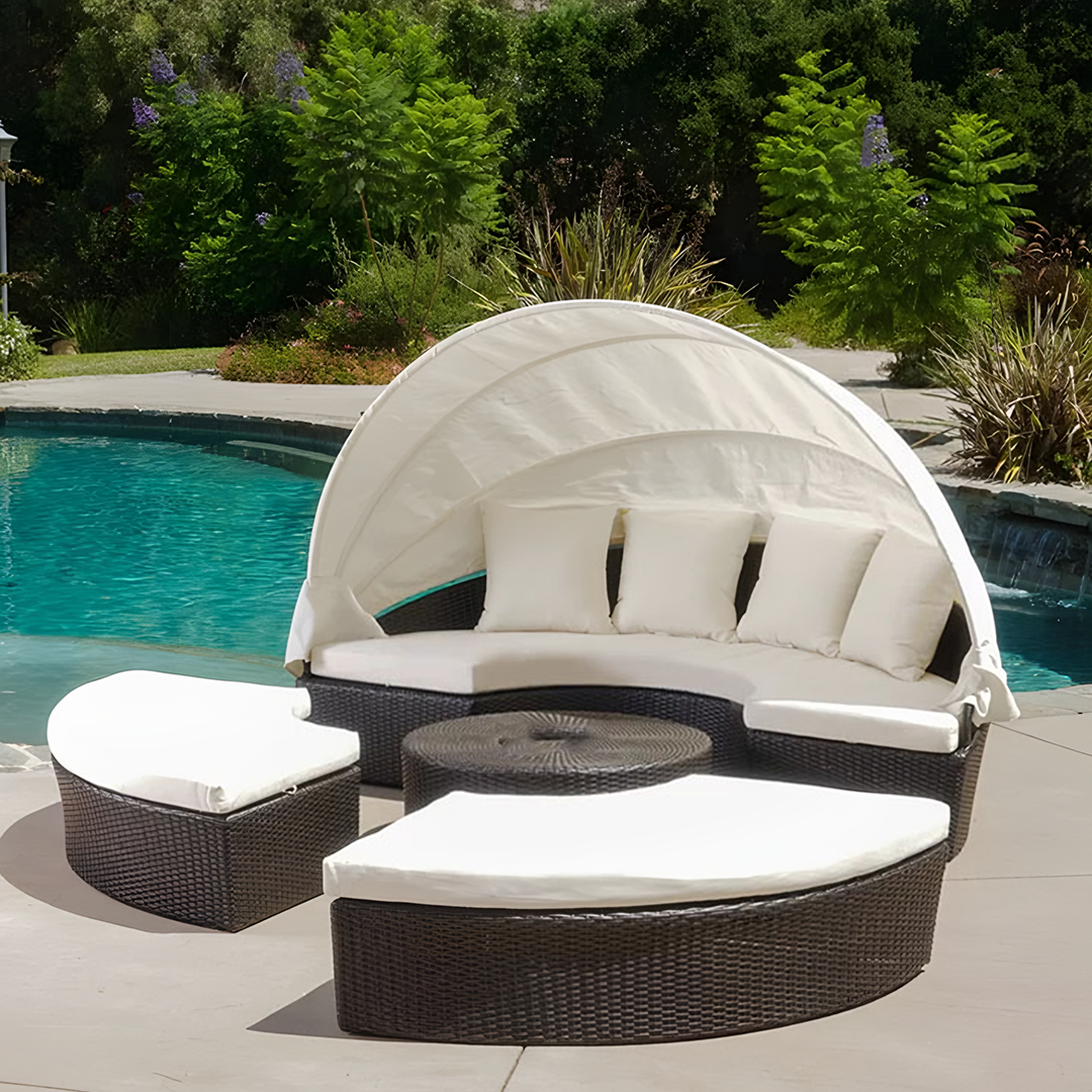 Shelly Patio Outdoor Sectional Sofa Set With Rattan Daybed Sunbed-Weilai Concept-Weilai Concept