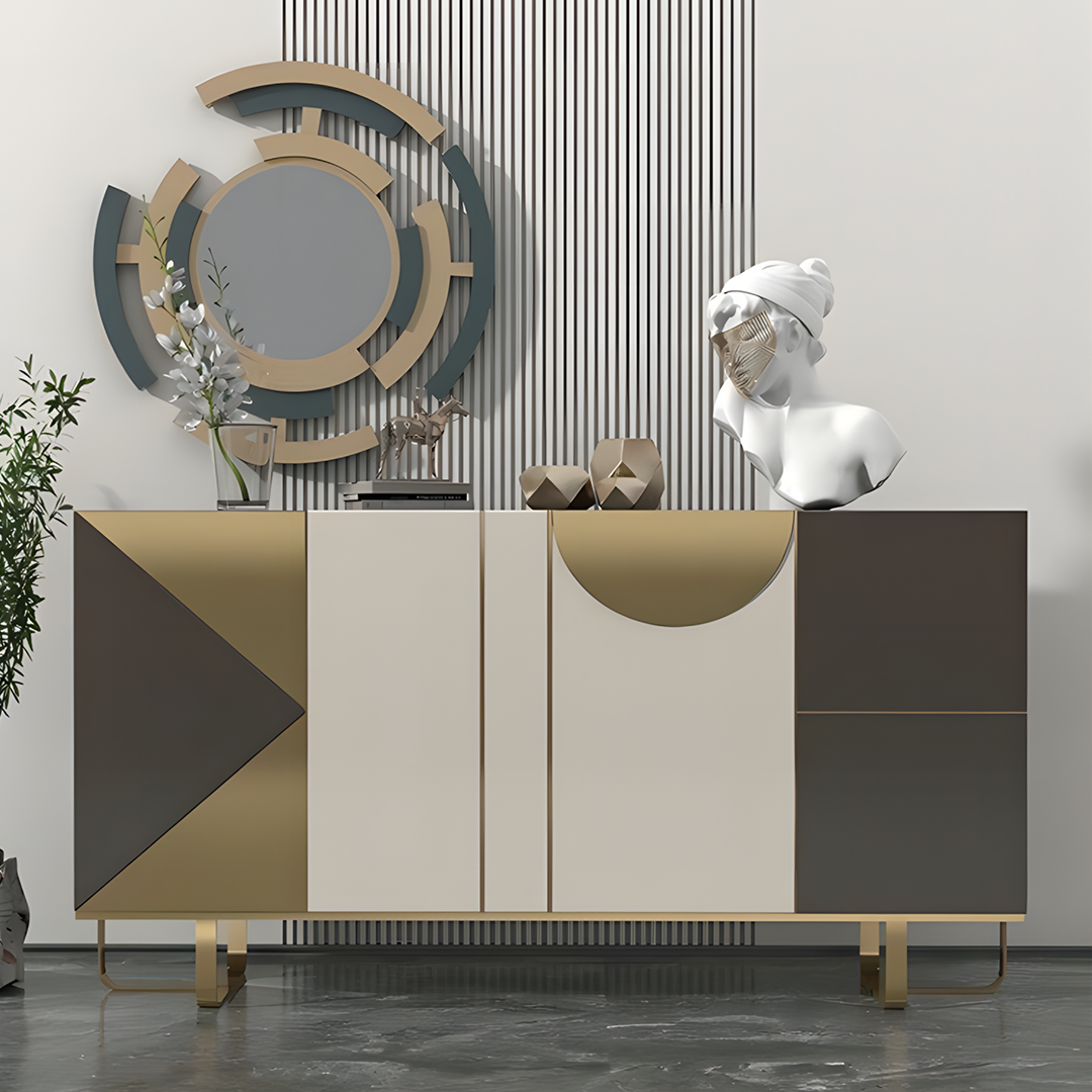 Lara large Sideboard, Bedroom Sideboard, Black And Gold-Weilai Concept