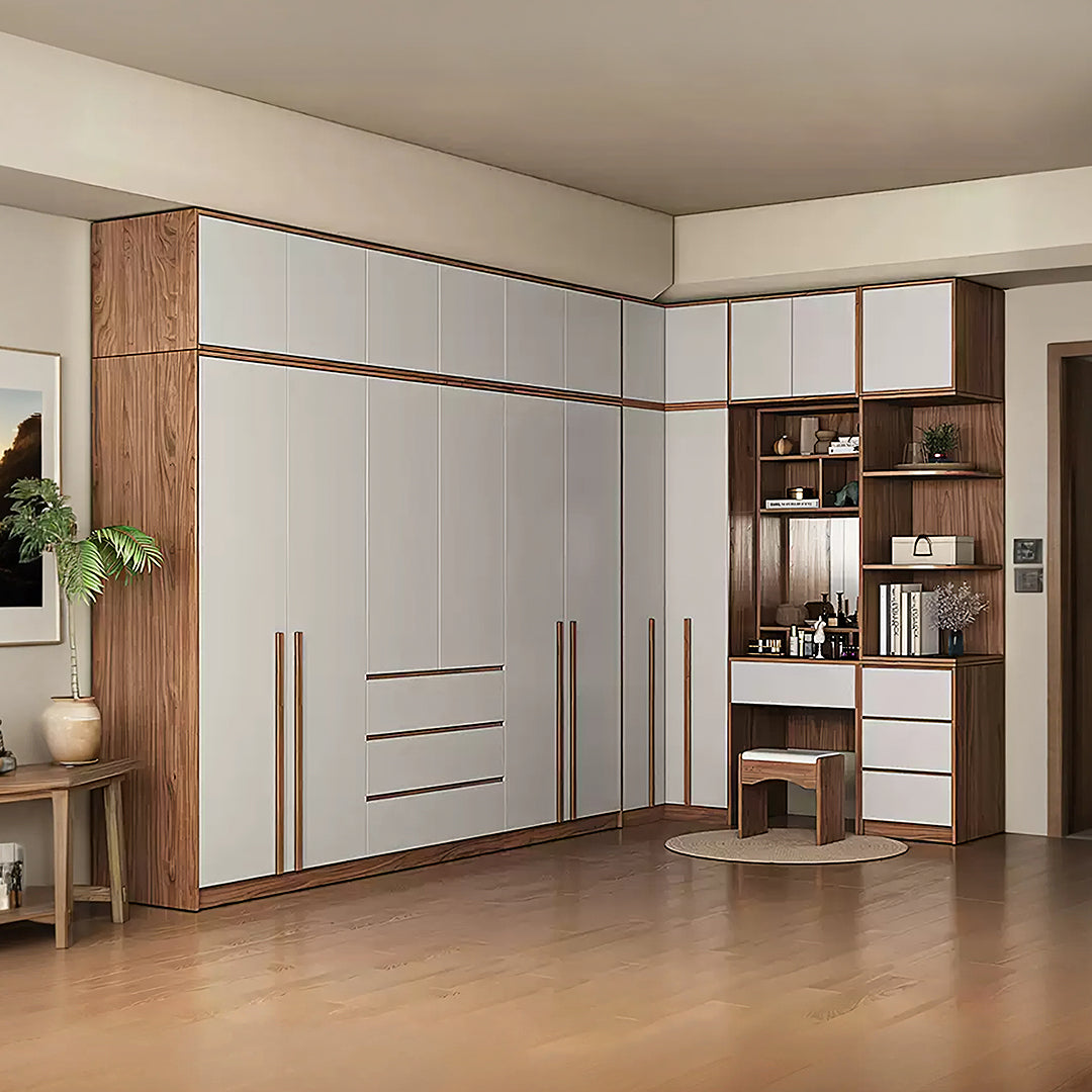 Nascimento Corner Wardrobe, Tall Wardrobe, L Shape Wardrobe With Dressing Table