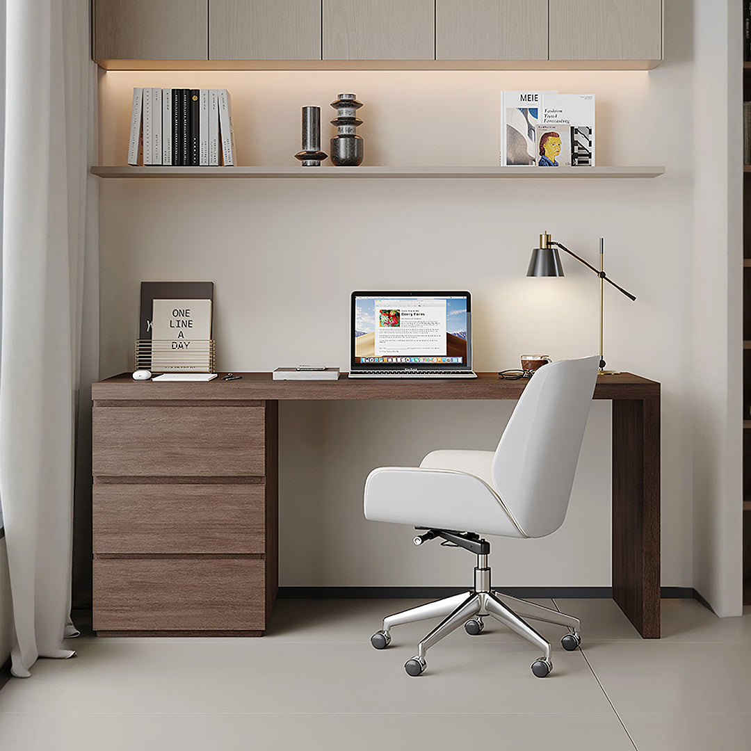 Jamal Office Desk With Storage & Office Chair, Solid Wood