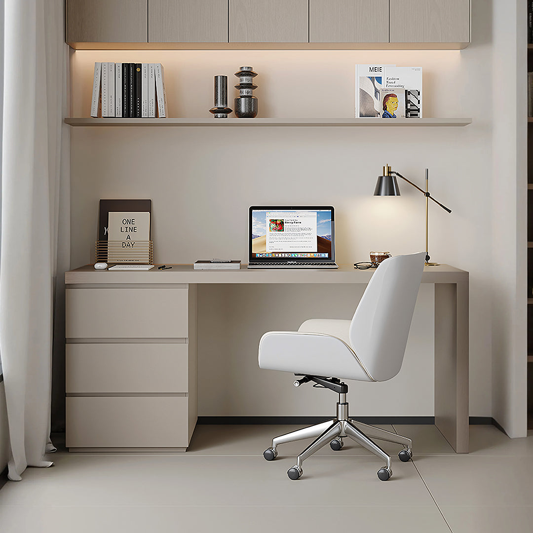 Jamal Office Desk With Storage & Office Chair, Solid Wood