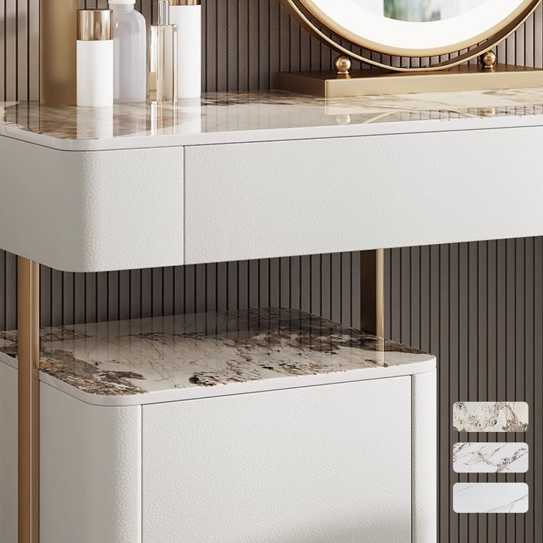 Katungi Dressing Table, Sintered Stone, Cream-Weilai Concept