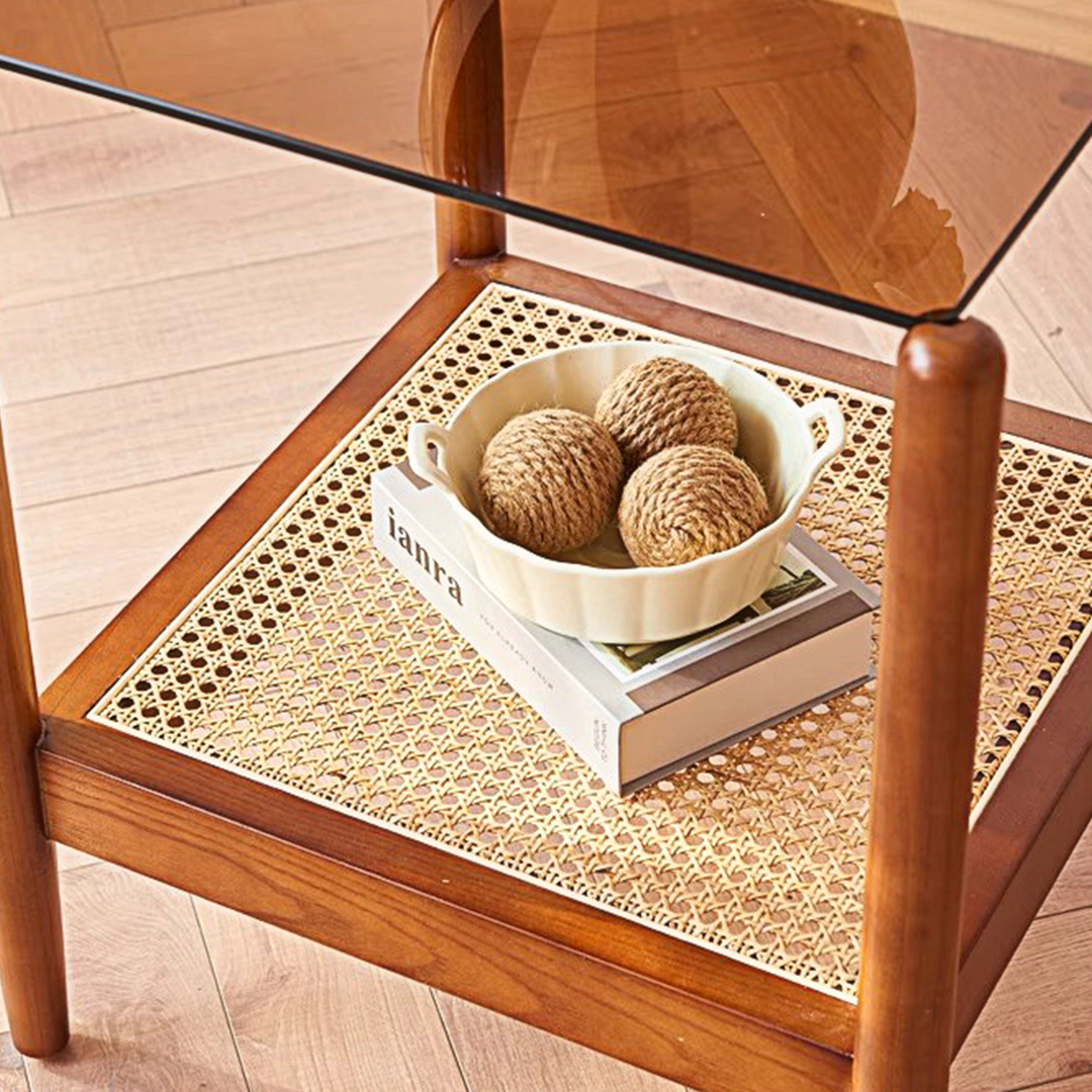 Pamela Wood Coffee Table, Rattan-Weilai Concept