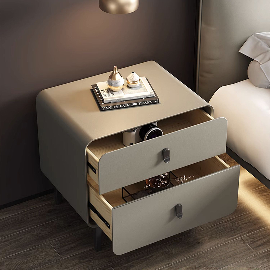 Valeria Bedside Table In Grey, Wood-Weilai Concept