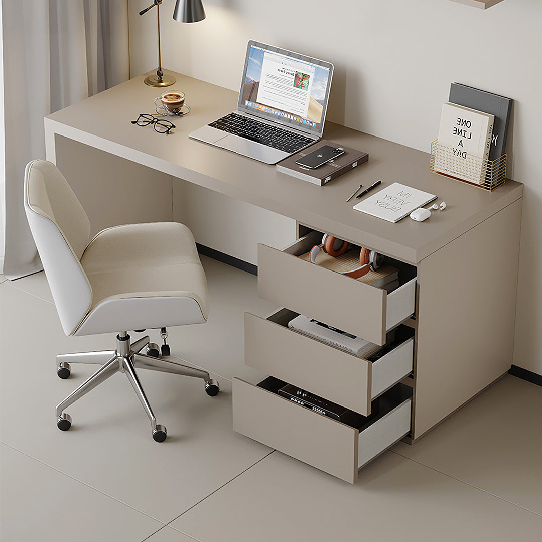 Jamal Office Desk With Storage & Office Chair, Solid Wood