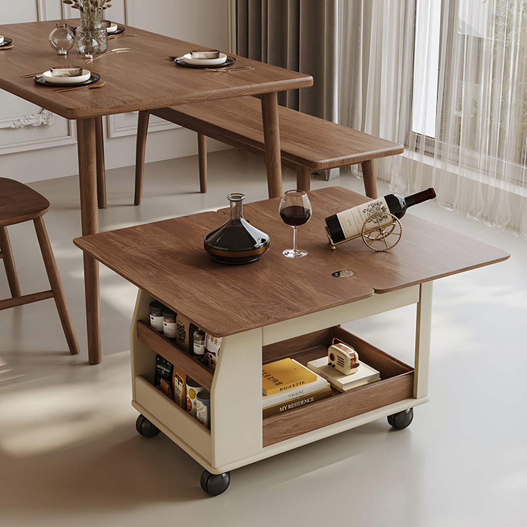 Ruiz Small Coffee table, Foldable Side Table With Storage & Casters