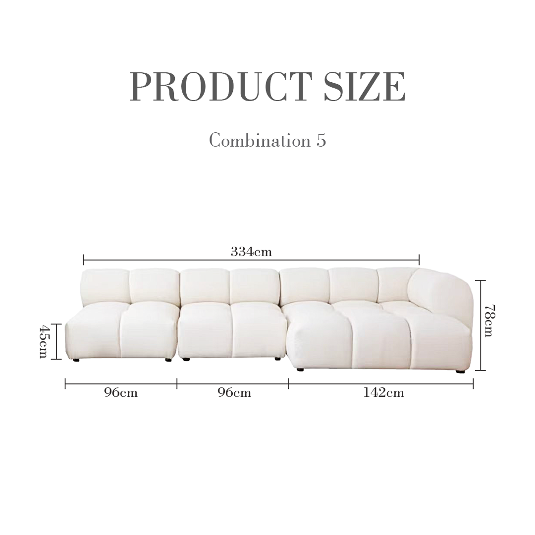 Lysander Velvet Module Three Seater Sofa, White-Weilai Concept