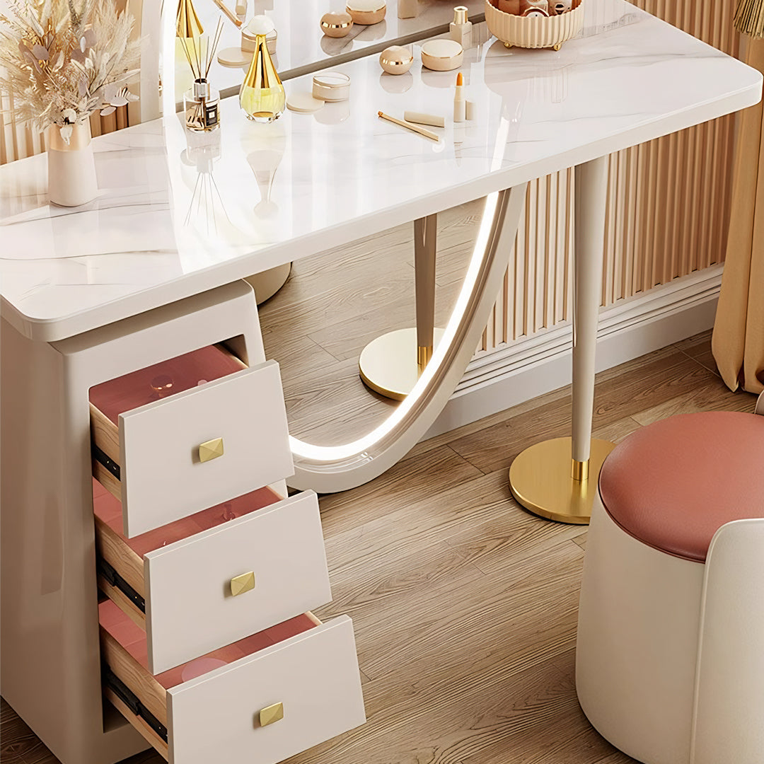 Charlotte Dressing Table With Full Length LED Mirror, Cream