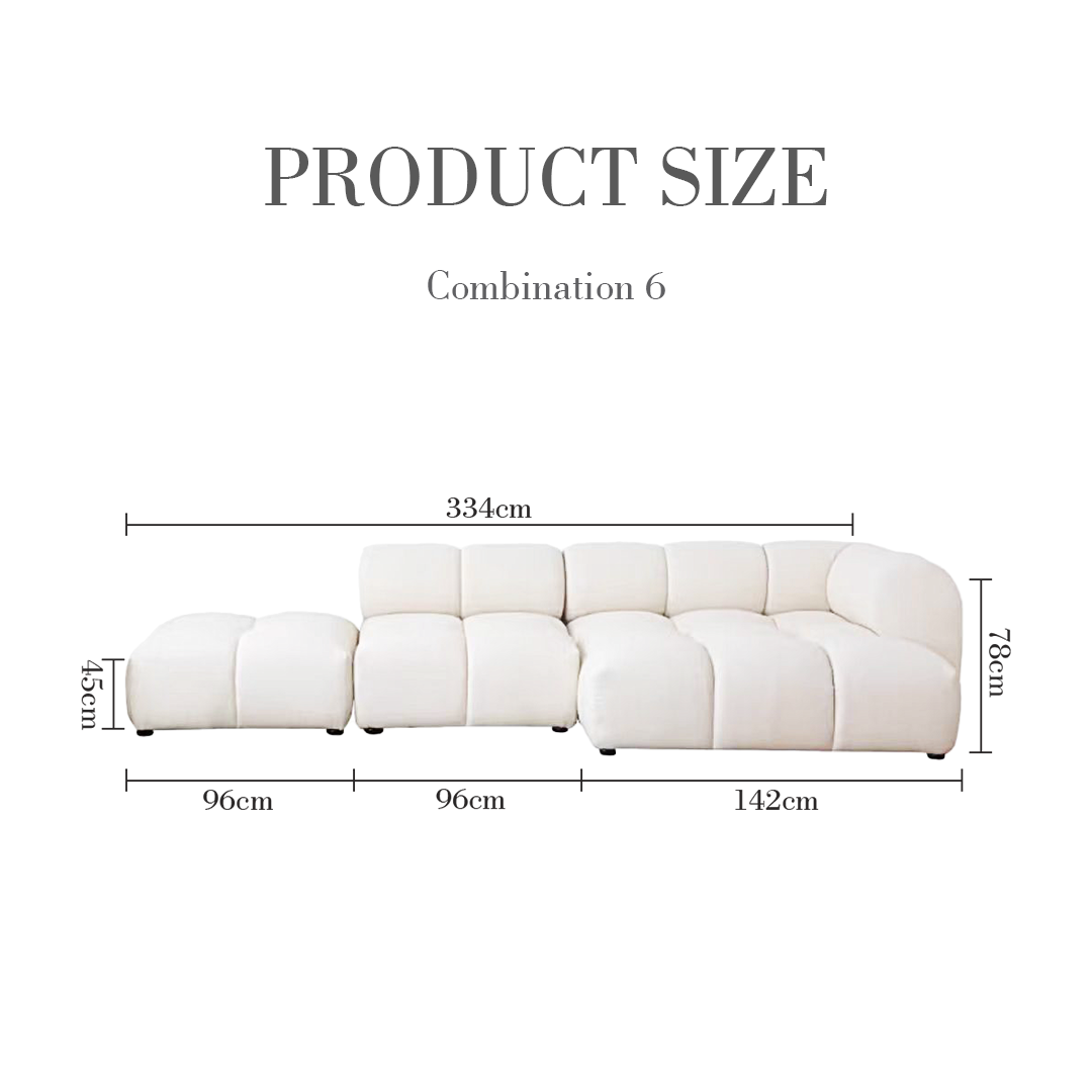 Lysander Velvet Module Three Seater Sofa, White-Weilai Concept