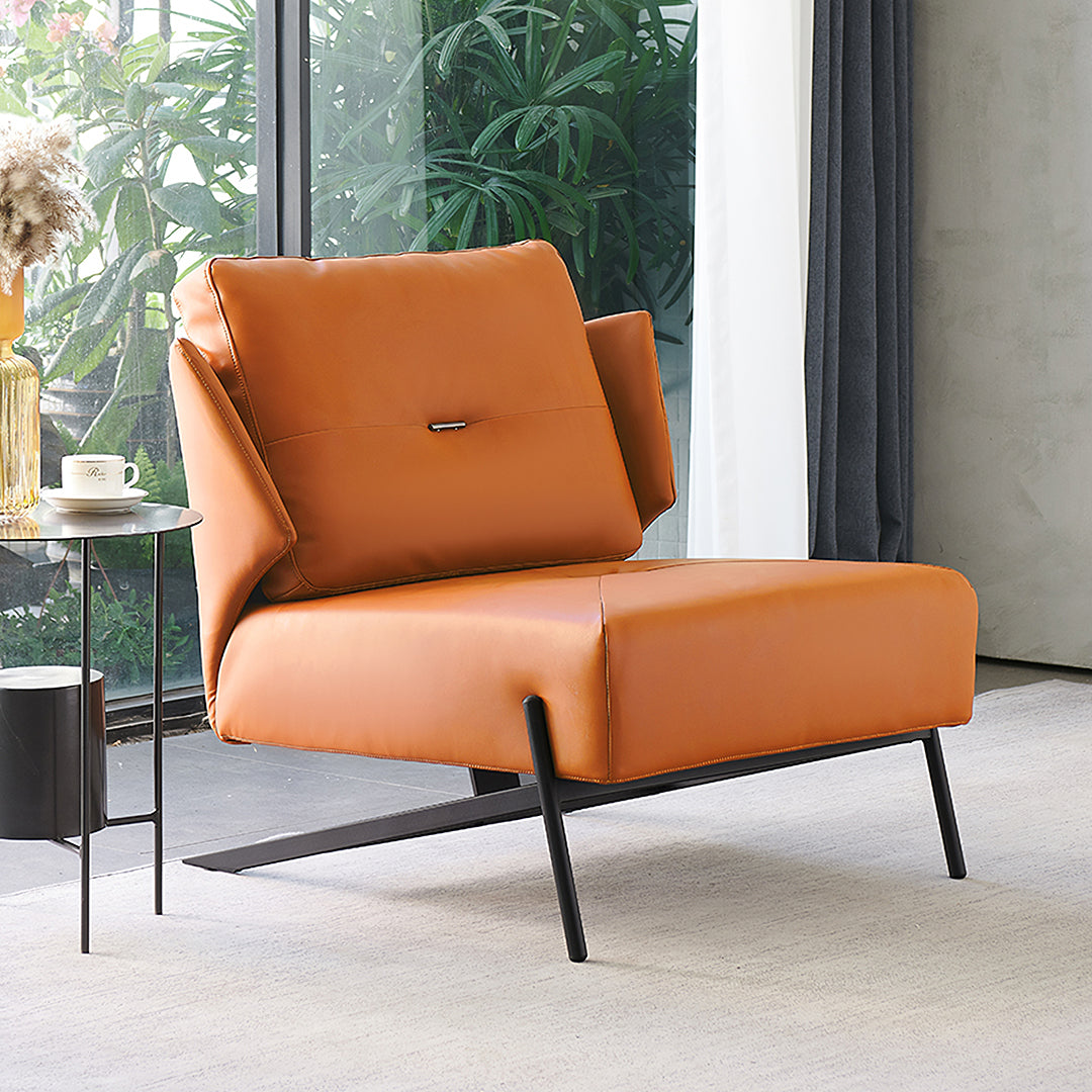 Karpov Tige Accent Leather Chair, Armchair, More Colours-Weilai Concept-Orange-Weilai Concept