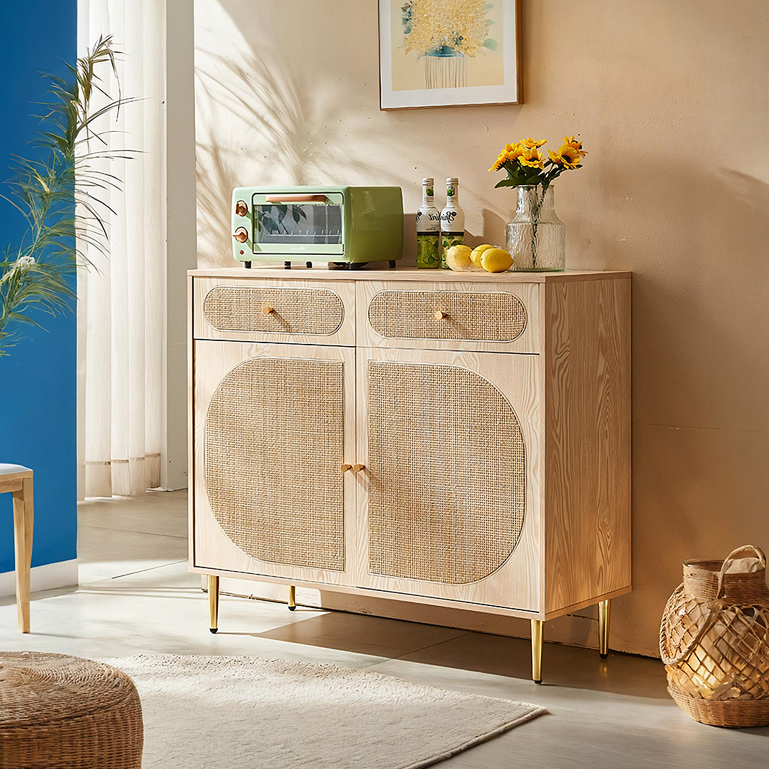 Barbary Rattan Sideboard, Black Or Oak-Weilai Concept-Weilai Concept