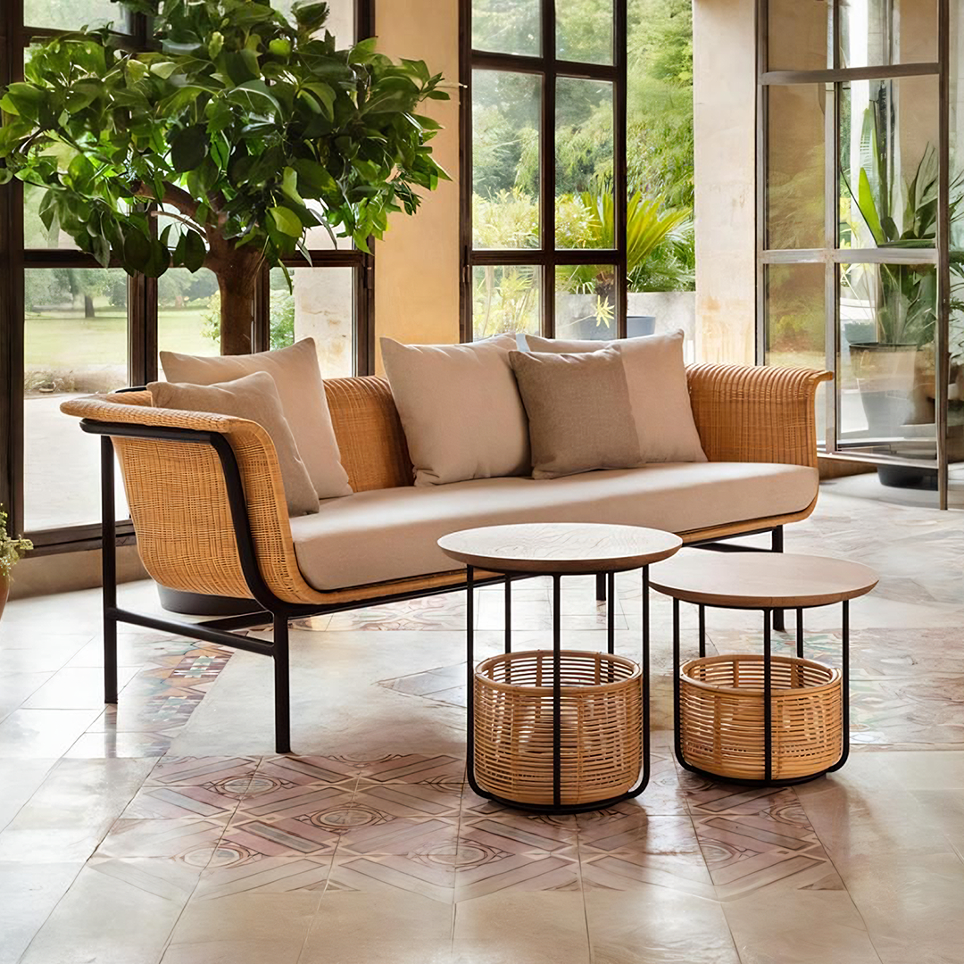 Budron Rattan Armchair, Two Seater, Indoor/ Outdoor Furniture-Chairs-Weilai Concept-Weilai Concept