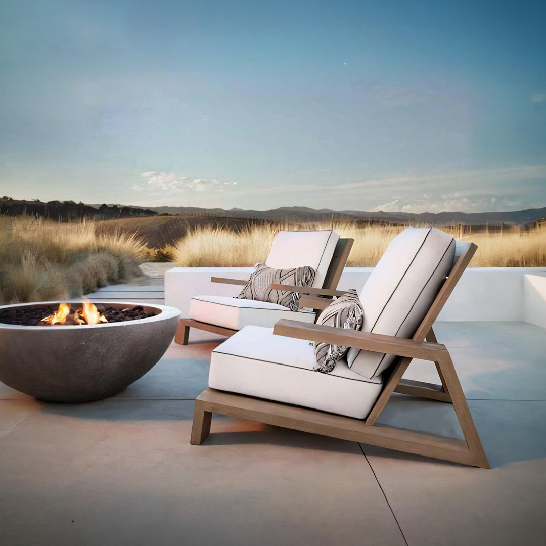 Chandler Oak Lounge Chair And Ottoman, Outdoor Armchair-Weilai Concept-Weilai Concept