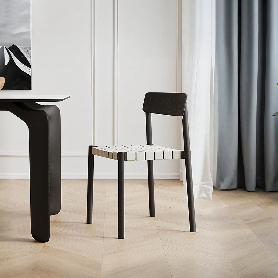 Eden Dining Chair, Black, Solid Wood & Linen-Weilai Concept-Weilai Concept