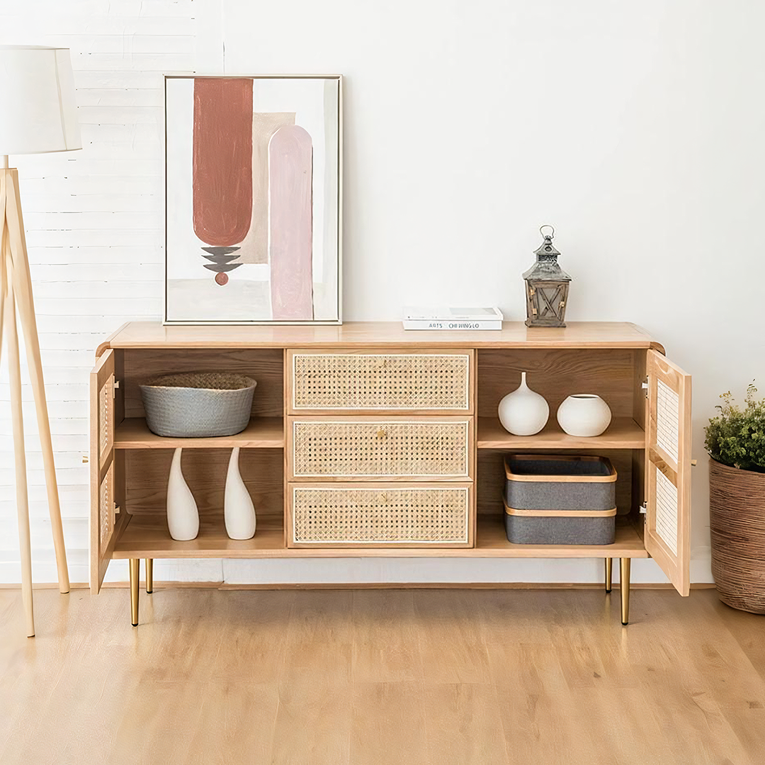 Emmie Sideboard, Natural Rattan & Ash Esche Wood-Weilai Concept-Weilai Concept