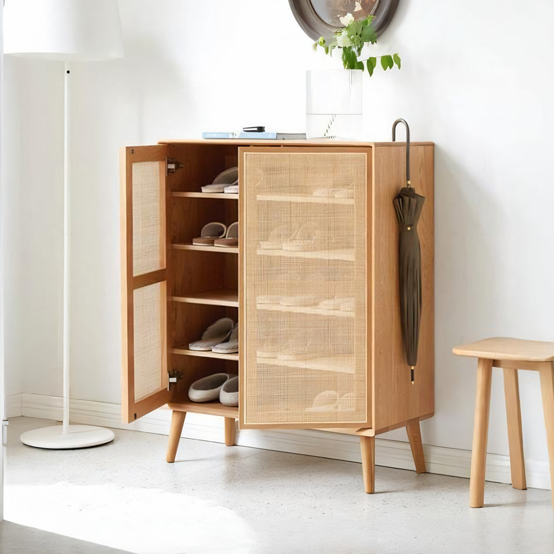 Hans Rattan Shoe Storage Cabinet, Oak-Weilai Concept-Weilai Concept