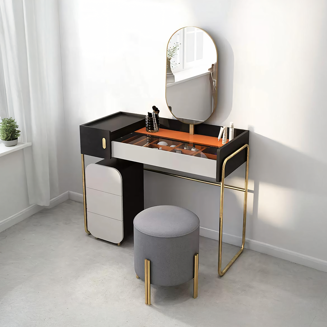 Coiffeuse longue miroir avec tabouret J2 